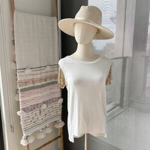 Michael Michael Kors White Gold Chain Mesh Short Sleeves Crew T-Shirt Size Small